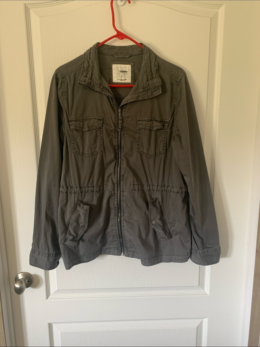 Sonoma Gray Military-Style Zip Jacket Size Large